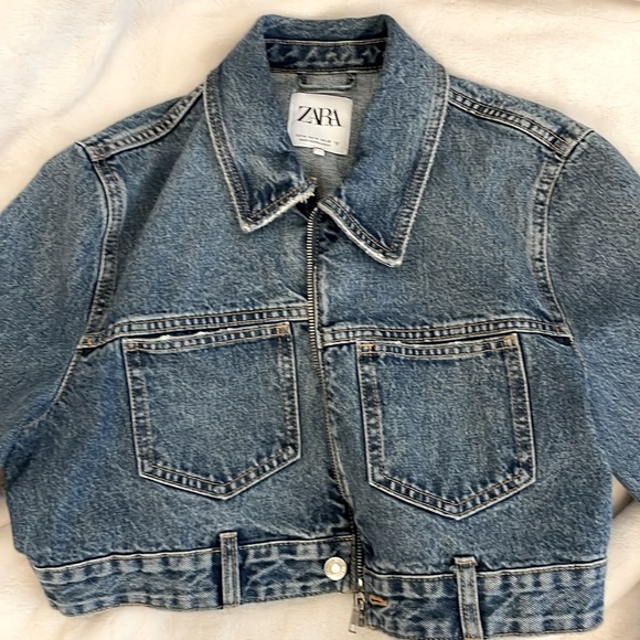 Zara zippered crop denim jacket - Picture 4 of 8